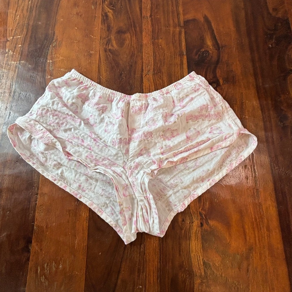 Aerie Wicked Movie Pajama‎ Shorts Womens XS Pink White Cotton Modal Sleepwear